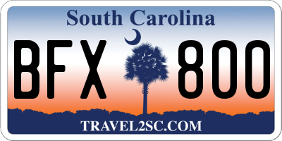 SC license plate BFX800