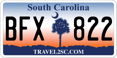 SC license plate BFX822