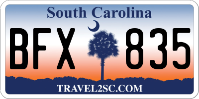 SC license plate BFX835
