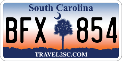 SC license plate BFX854