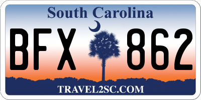 SC license plate BFX862