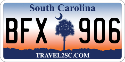 SC license plate BFX906