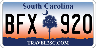 SC license plate BFX920
