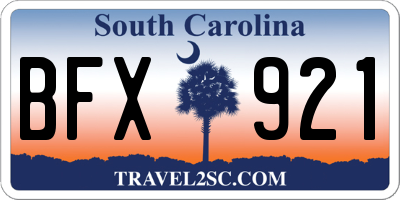 SC license plate BFX921