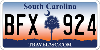 SC license plate BFX924
