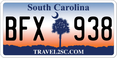 SC license plate BFX938