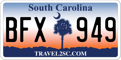 SC license plate BFX949
