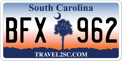 SC license plate BFX962