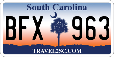 SC license plate BFX963