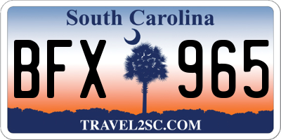 SC license plate BFX965