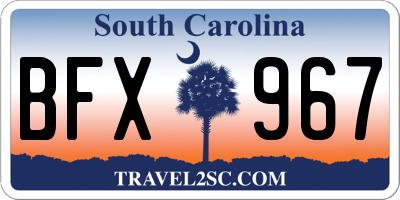 SC license plate BFX967