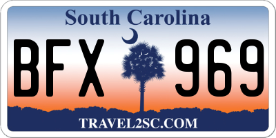 SC license plate BFX969