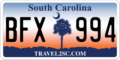 SC license plate BFX994
