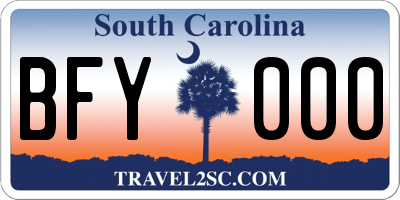 SC license plate BFY000