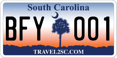 SC license plate BFY001