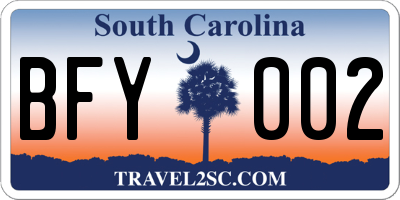 SC license plate BFY002