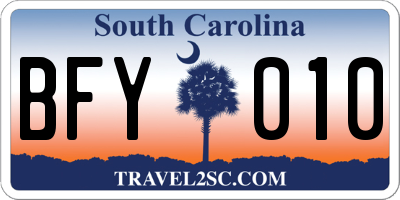 SC license plate BFY010