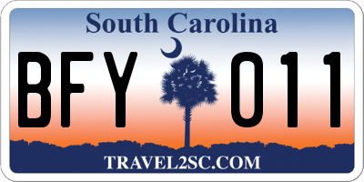 SC license plate BFY011