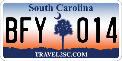 SC license plate BFY014