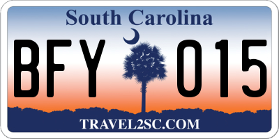 SC license plate BFY015