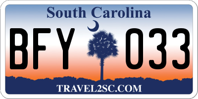 SC license plate BFY033