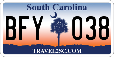 SC license plate BFY038