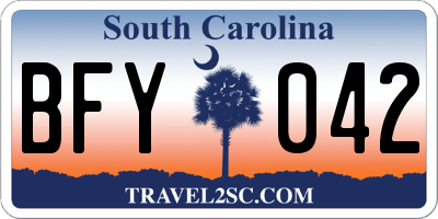 SC license plate BFY042