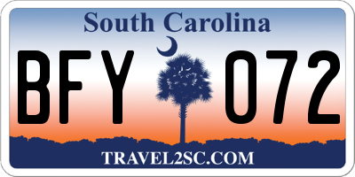 SC license plate BFY072