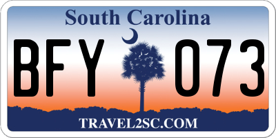 SC license plate BFY073