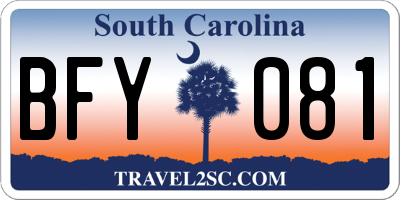 SC license plate BFY081