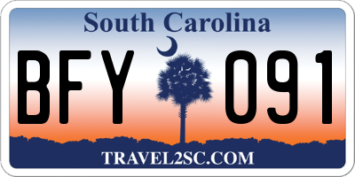SC license plate BFY091