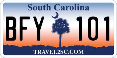 SC license plate BFY101