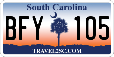 SC license plate BFY105