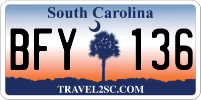 SC license plate BFY136