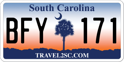 SC license plate BFY171