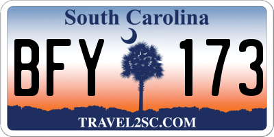 SC license plate BFY173