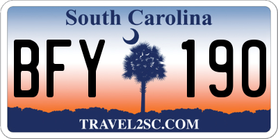 SC license plate BFY190