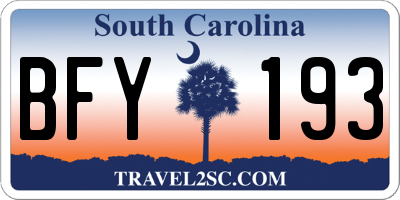 SC license plate BFY193