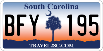SC license plate BFY195