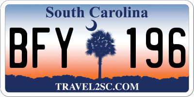 SC license plate BFY196