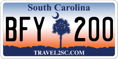 SC license plate BFY200