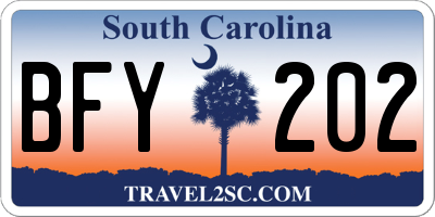 SC license plate BFY202