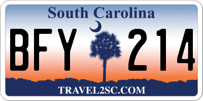 SC license plate BFY214