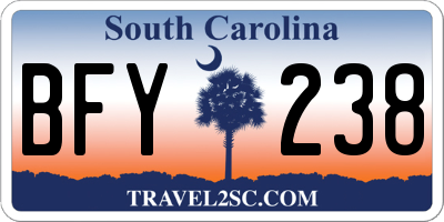 SC license plate BFY238