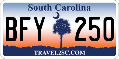 SC license plate BFY250