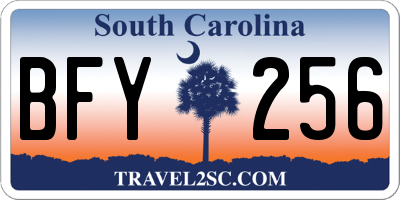 SC license plate BFY256