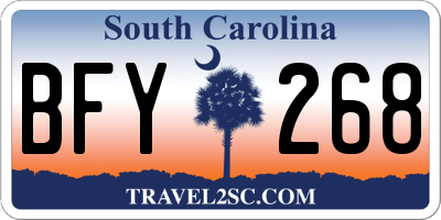 SC license plate BFY268