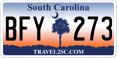 SC license plate BFY273
