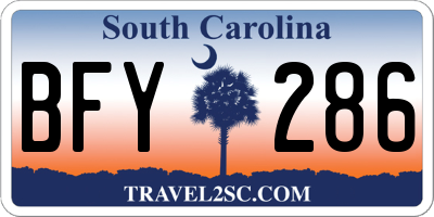 SC license plate BFY286