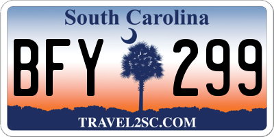 SC license plate BFY299